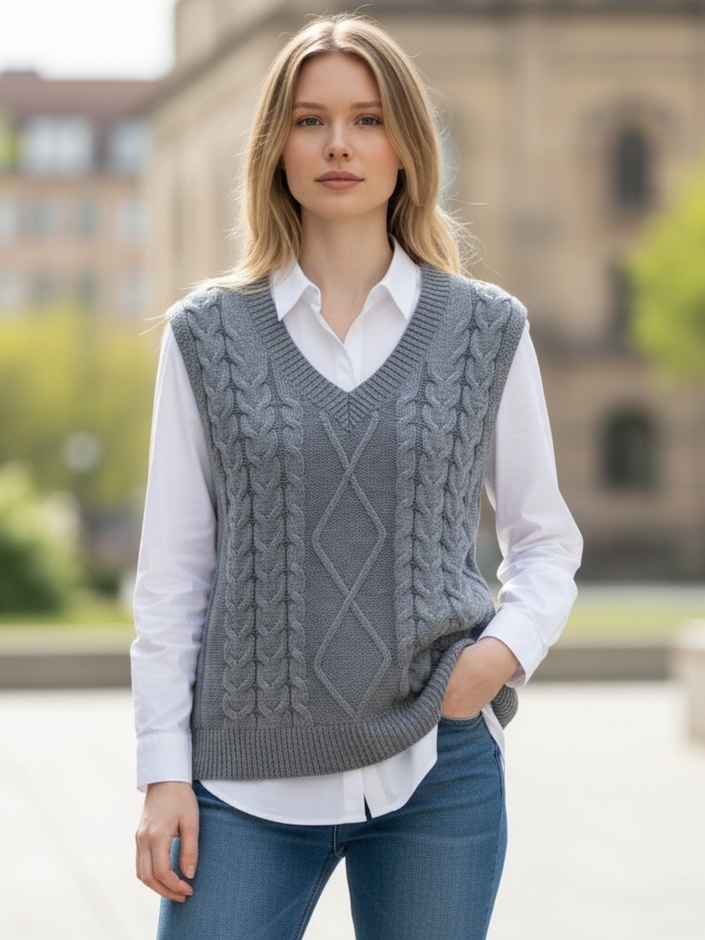 Amazon Essentials Cable Knit V-Neck Sweater Vests bundle of four